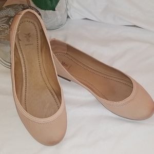Frye ballet flats, Nude brushed leather.